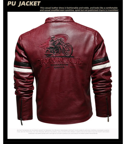 Motorcycle Jacket Leather Men's Brand Moto Leather Jacket Coat Men Handsome W... | Henderson Shop