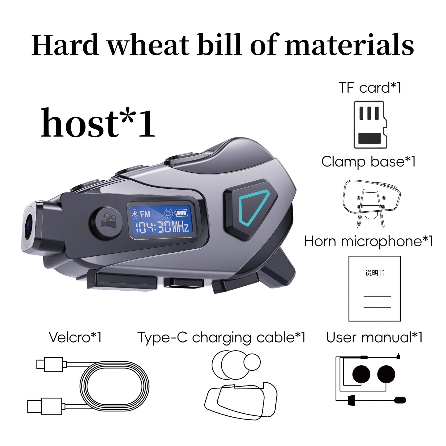 K10 Motorcycle Helmet Bluetooth 5.4 Headset Waterproof Earphone with LCD Display Stereo FM Radio 1080P HD Video Dashcam