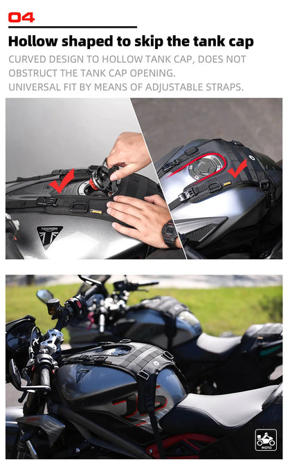 Rhinowalk Tank Bag - additional detail showing motorcycle tank bag features and details