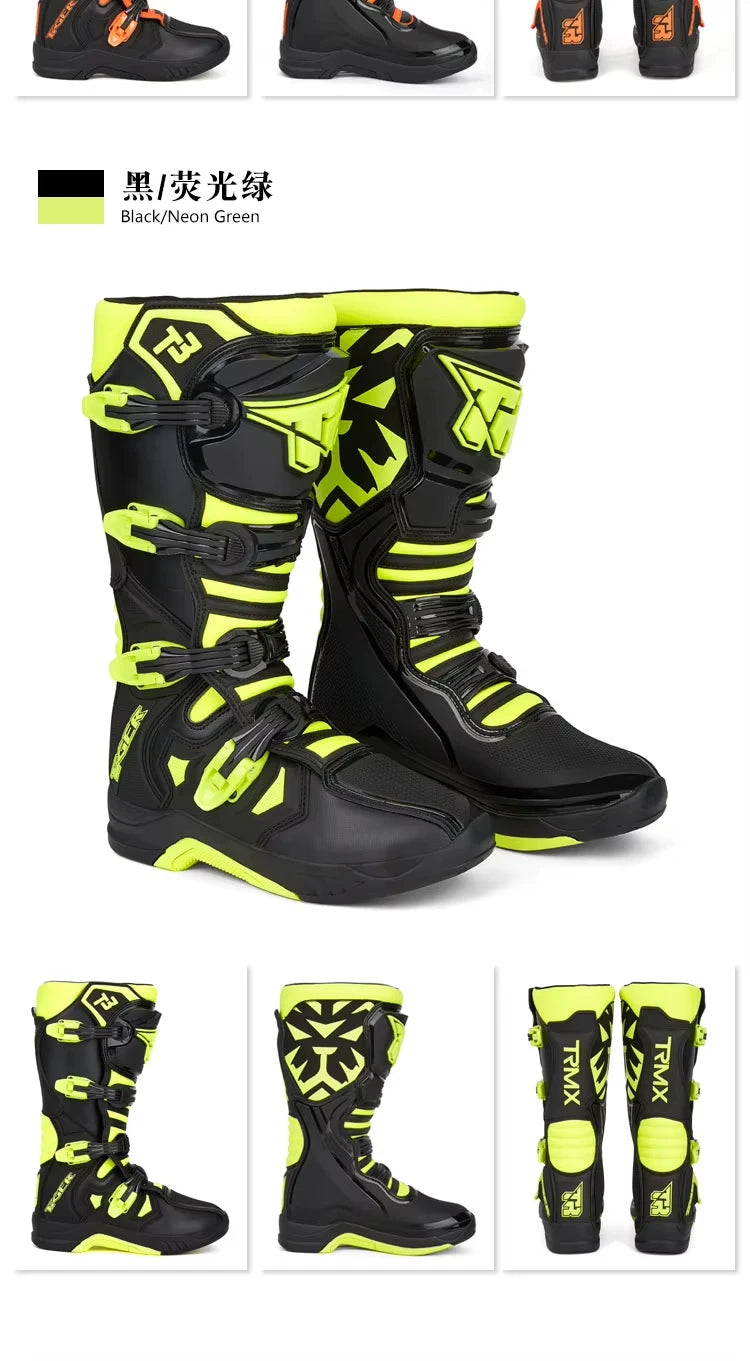 Men's Motorcycle Boots Waterproof Racing Boots Anti Fall Women Motocross Equipment Wear-resistant Rally Shoes Safety Riding
