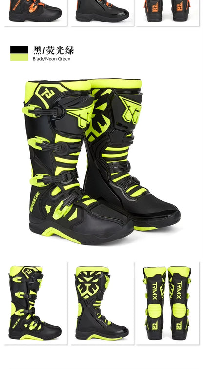 Men's Motorcycle Boots Waterproof Racing Boots Anti Fall Women Motocross Equipment Wear-resistant Rally Shoes Safety Riding