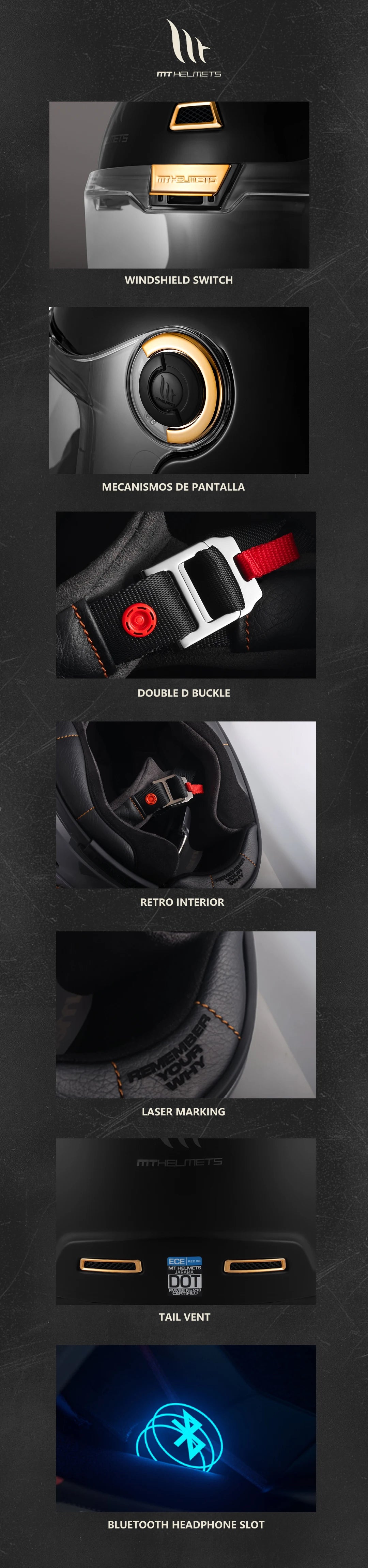 Motorcycle Retro Mt Helmet Spain Jarama Single Visor Dual D-Ring Buckle - View 9 | Henderson Shop