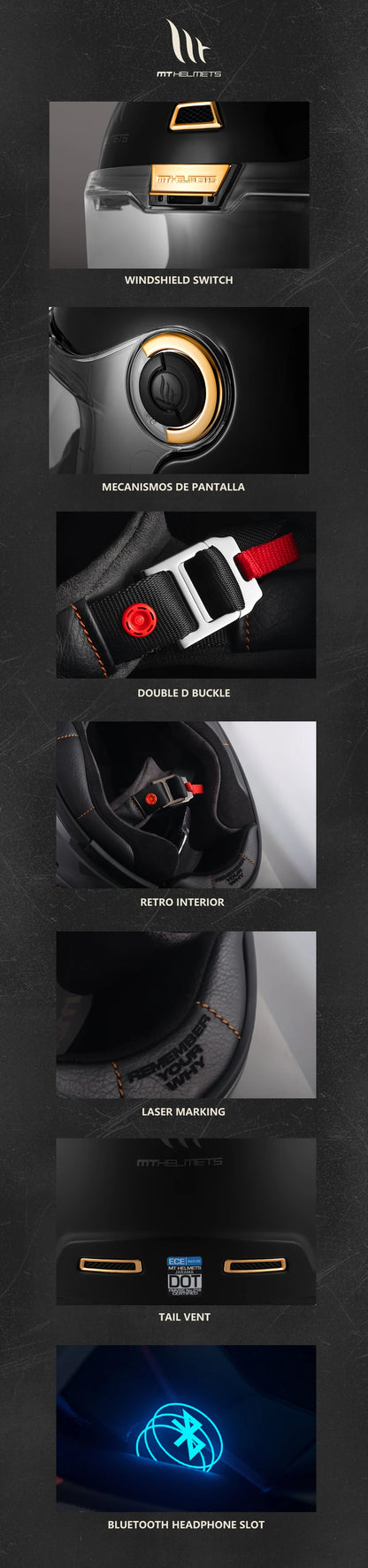 Motorcycle Retro Mt Helmet Spain Jarama Single Visor Dual D-Ring Buckle - View 9 | Henderson Shop