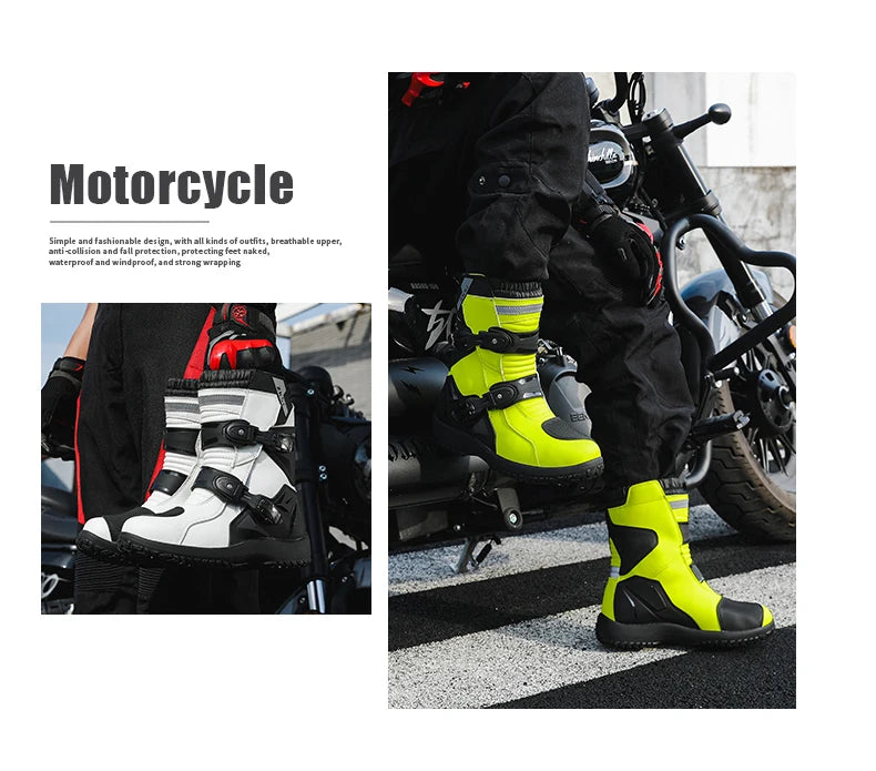 Men Motocross Boots Adventure Low Boots for ADV Riders Sport Touring  Motorcycle Boots Waterproof Riding Shoes Moto Riding Gear