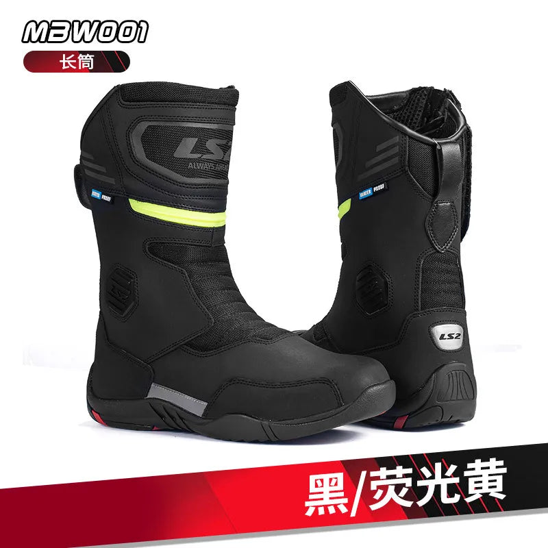 LS2 Motorcycle Boots Men Women Waterproof Breathable Shoes Anti-drop Rally Car Racing Casual Boots MBW001 Botas Para Moto Hombre