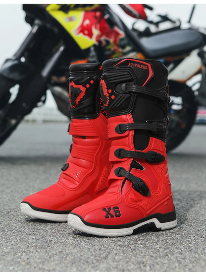 Motorcycle Boot Men Women Riding Mid-Calf Ankle Protective Shoes Moto Motorbike Equipment Racing Long Motorcycle Boots Men