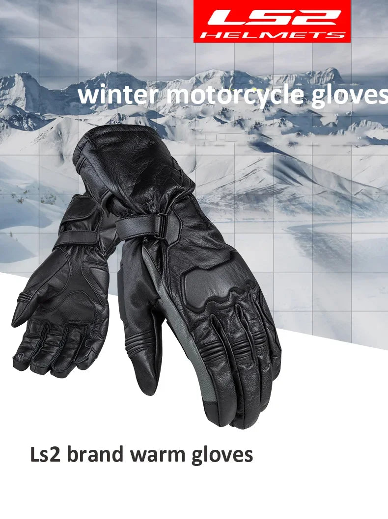 Hendersonshop LS2 MG003 Motorcycle gloves Winter cowhide windproof and waterproof touch