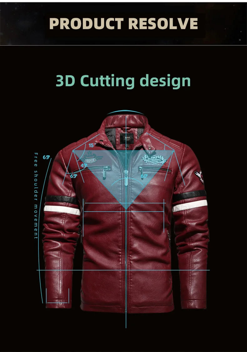 Motorcycle Jacket Leather Men's Brand Moto Leather Jacket Coat Men Handsome W... | Henderson Shop
