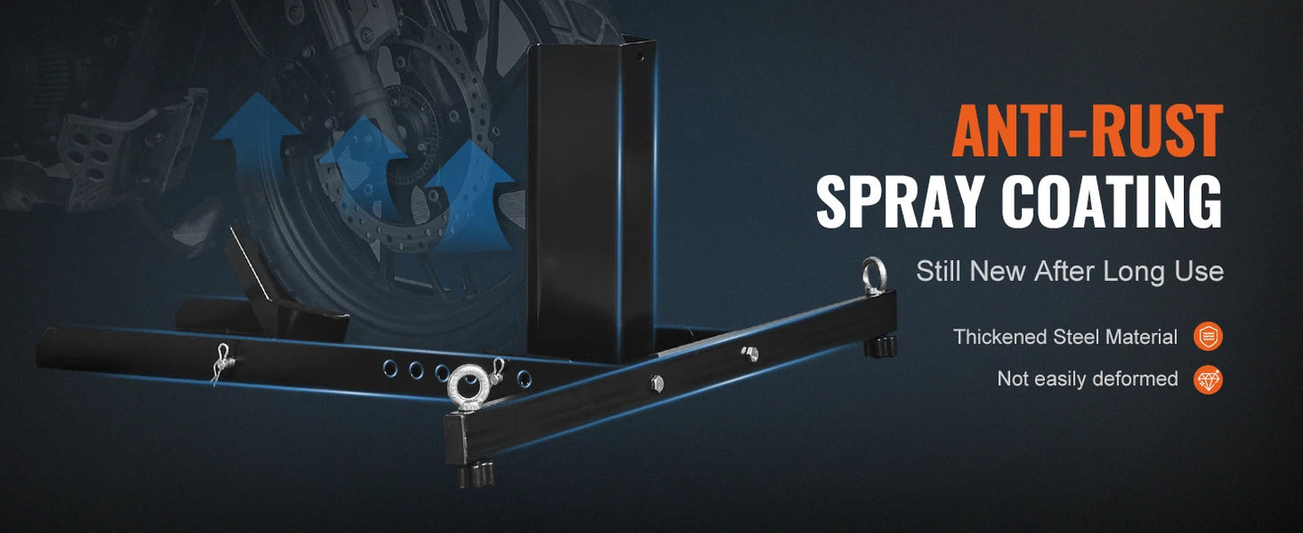 SucceBuy Motorcycle Wheel Chock Upright 1800lbs Heavy-duty Steel Motorcycle Front Wheel Stand with Adjustable Hole For Motorbike