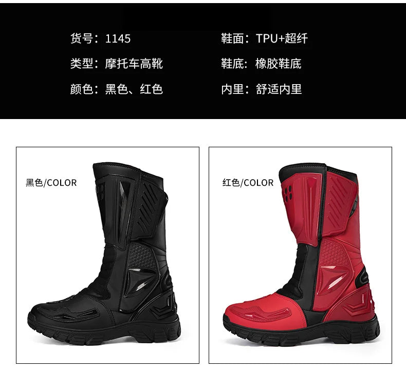 Motocross Dirt Bike Boots Off-Road Motorcycle Riding Shoe TPU Protection Ankle Support Anti-Slip Sole Adventure Enduro Boots Men