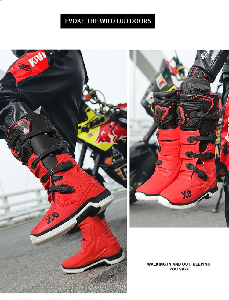 Motorcycle Boot Men Women Riding Mid-Calf Ankle Protective Shoes Moto Motorbike Equipment Racing Long Motorcycle Boots Men