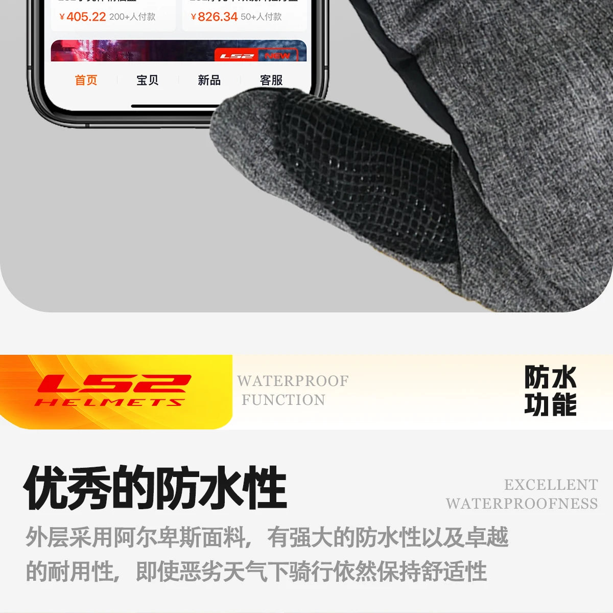 Hendersonshop LS2 URBS II Motorcycle Gloves MG036 Warm Gloves Man For