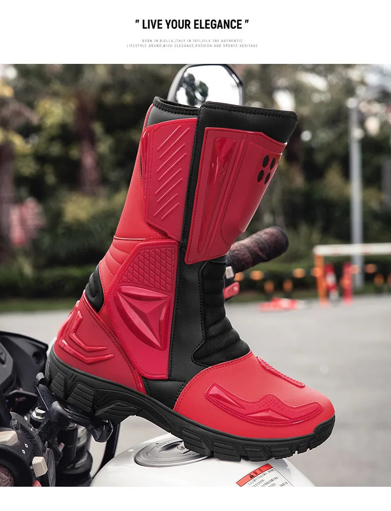 Motocross Dirt Bike Boots Off-Road Motorcycle Riding Shoe TPU Protection Ankle Support Anti-Slip Sole Adventure Enduro Boots Men