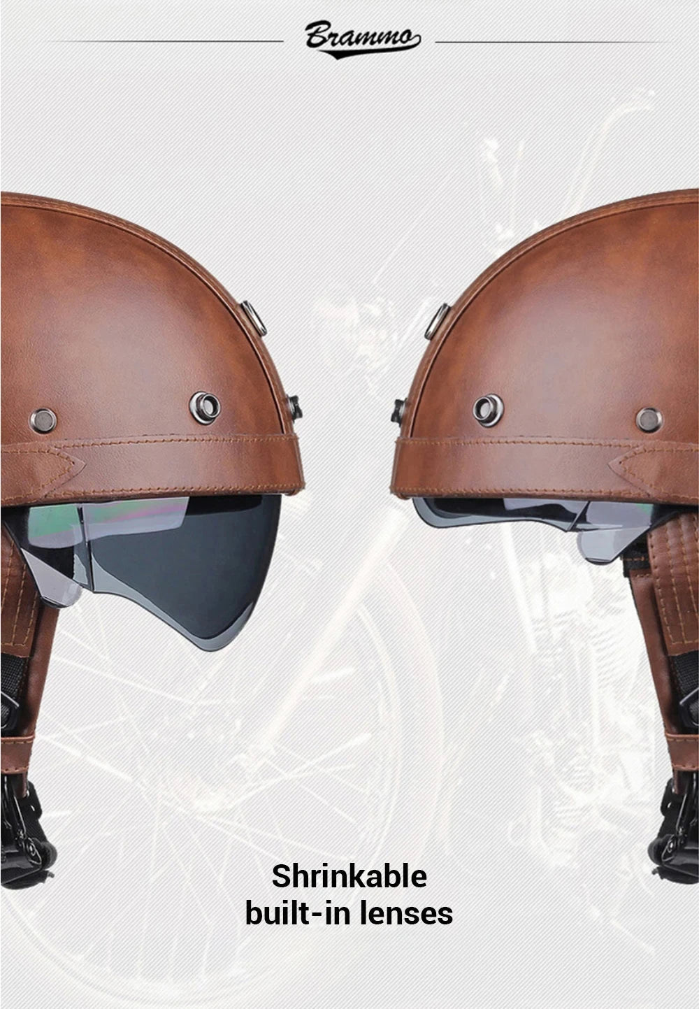 Vintage Half Face Helmet | Leather - View 9 | Henderson Shop