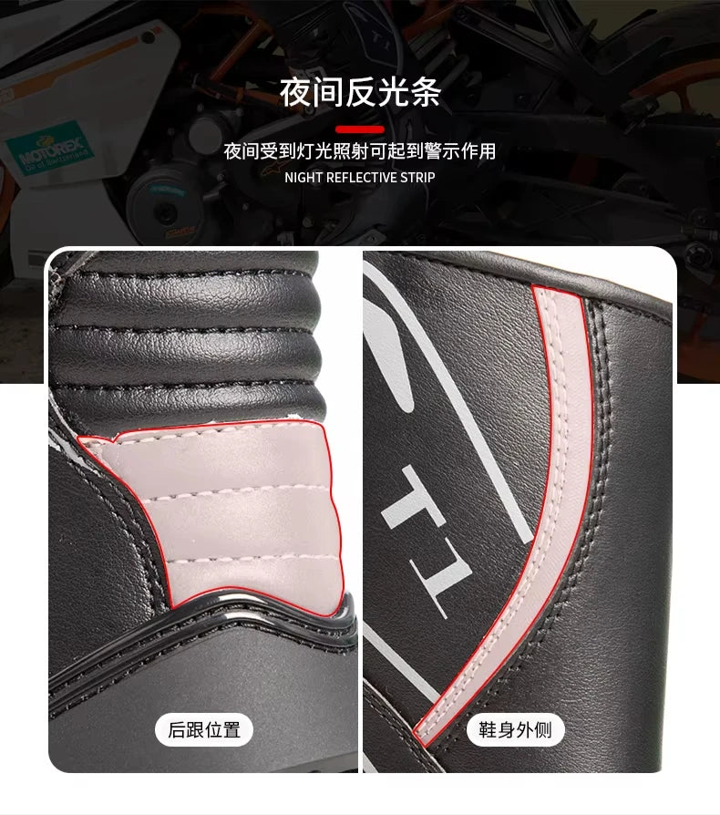 Men's Motorcycle Boots Waterproof Racing Boots Anti Fall Women Motocross Equipment Wear-resistant Rally Shoes Safety Riding
