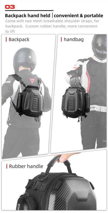 Rhinowalk Hard Shell Pannier - accessory detail showing motorcycle pannier bag features and details