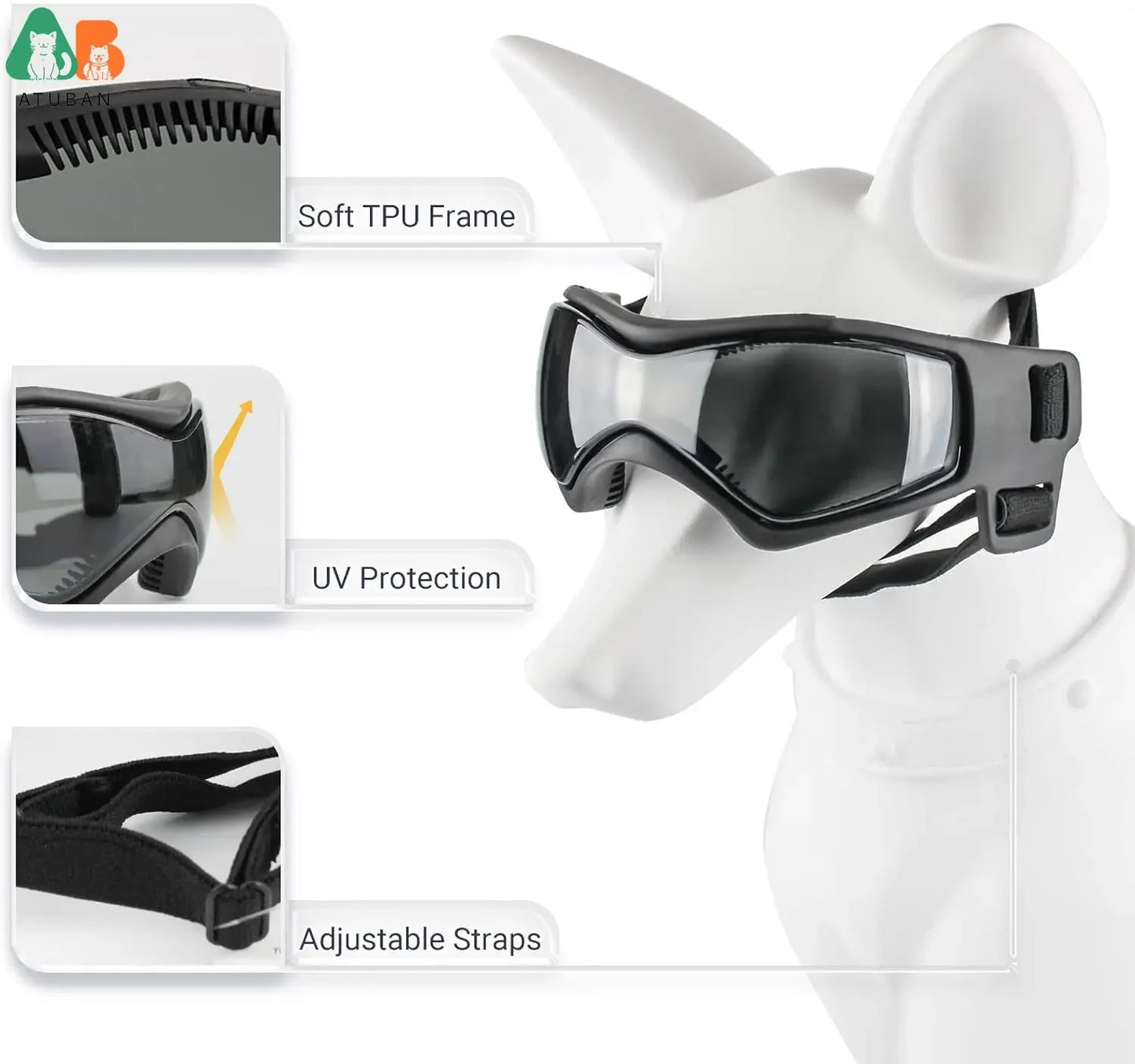 ATUBAN Dog Helmet and Dog Goggles for Small Dogs-Pet Motorcycle