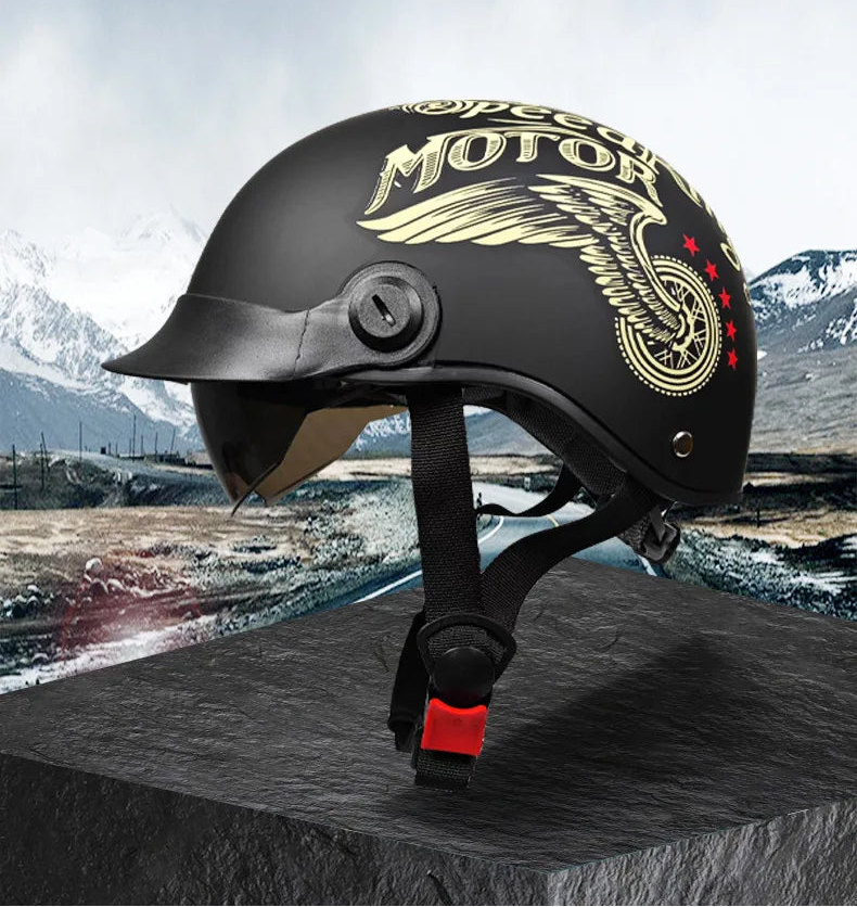 Vintage Half Face Helmet | DOT Certified - View 7 | Henderson Shop