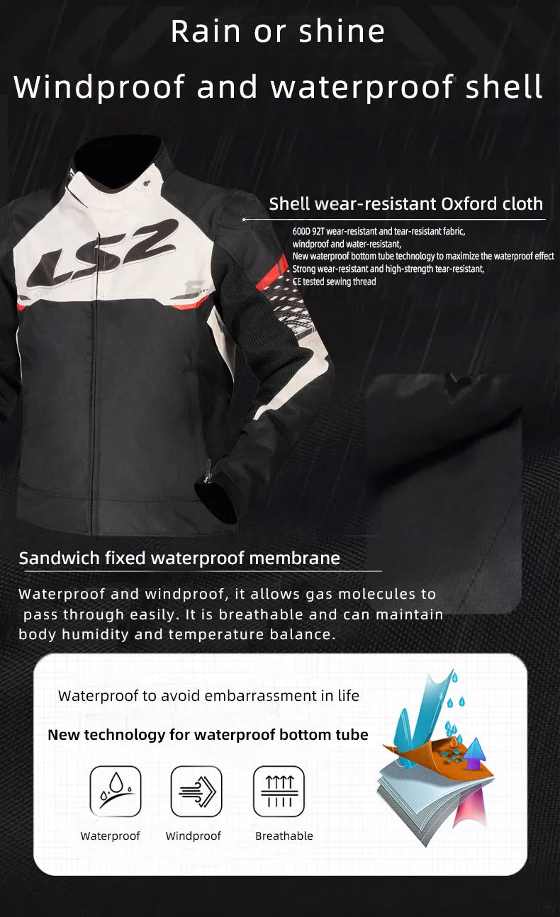 Hendersonshop LS2 Original APEX Motorcycle Jacket Autumn Winter Waterproof Windproof Warm