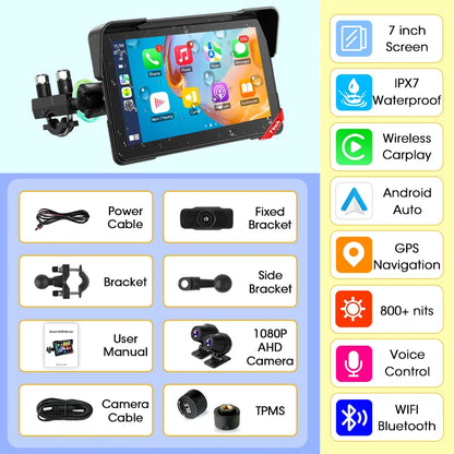 7" Motorcycle GPS Navigator | CarPlay & Android Auto - View 37 | Henderson Shop