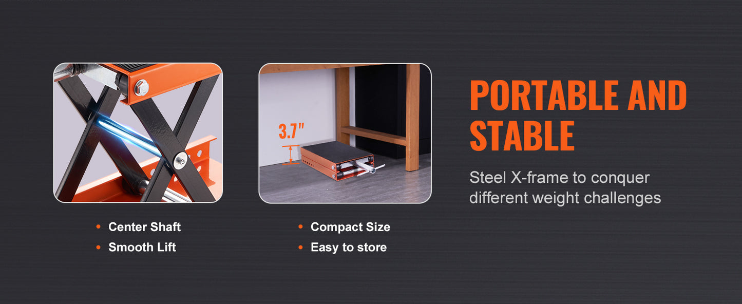 SucceBuy 1100 LBS Motorcycle Lift Motorcycle Scissor Lift Jack with Wide Deck & Safety Pin Steel Scissor Jack Fit for Motorcycle