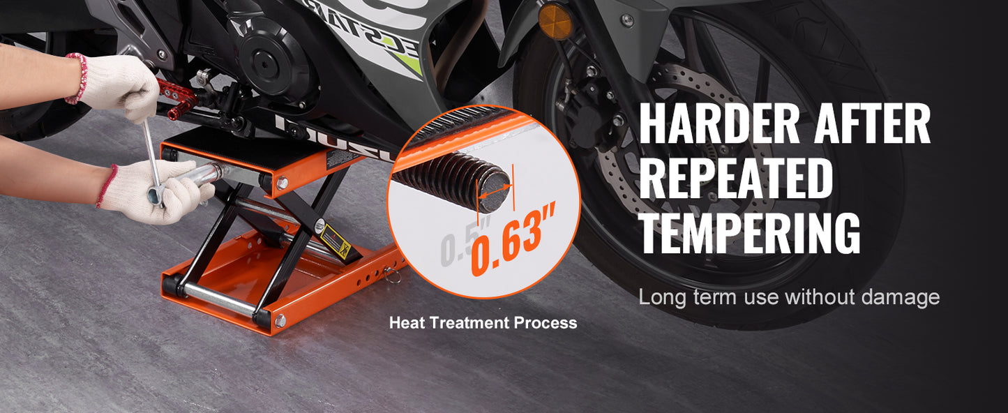 SucceBuy 1100 LBS Motorcycle Lift Motorcycle Scissor Lift Jack with Wide Deck & Safety Pin Steel Scissor Jack Fit for Motorcycle