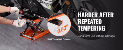 SucceBuy 1100 LBS Motorcycle Lift Motorcycle Scissor Lift Jack with Wide Deck & Safety Pin Steel Scissor Jack Fit for Motorcycle