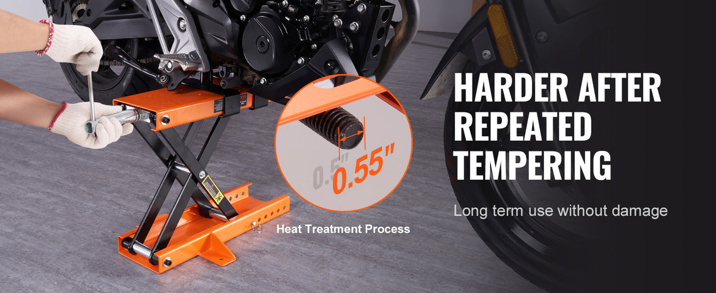 SucceBuy Motorcycle Lift 1100 LBS Motorcycle Scissor Lift Jack with Safety Pin Steel Motorcycle Jack Hoist Stand for Motorbike