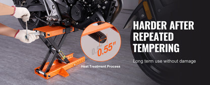 SucceBuy Motorcycle Lift 1100 LBS Motorcycle Scissor Lift Jack with Safety Pin Steel Motorcycle Jack Hoist Stand for Motorbike