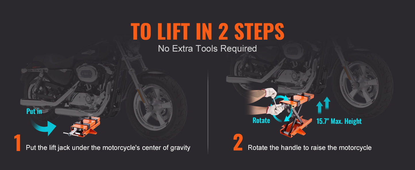 SucceBuy Motorcycle Lift 1100 LBS Motorcycle Scissor Lift Jack with Safety Pin Steel Motorcycle Jack Hoist Stand for Motorbike